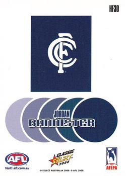 2008 Select AFL Classic - Holographic Foils #HF30 Jordan Bannister Back